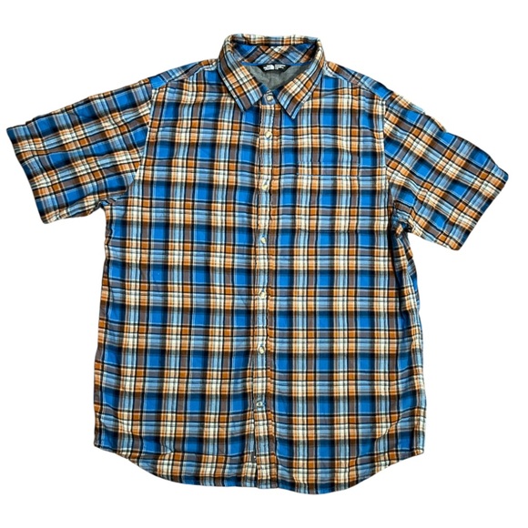 The North Face Men's Large Plaid Short Sleeve Button Down, 100% Cotton - Picture 1 of 5
